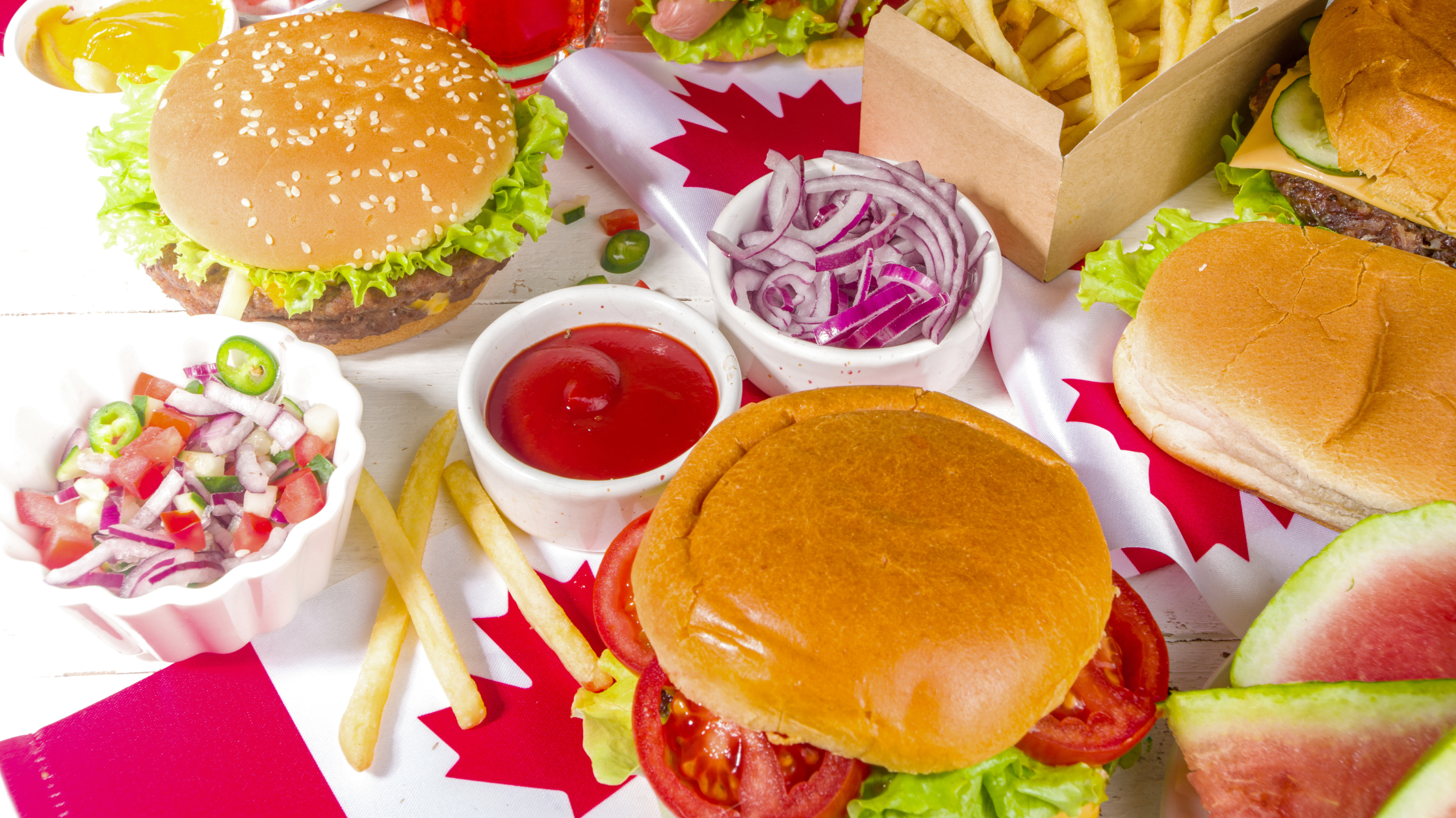 Image of Canadian food with Canada flag